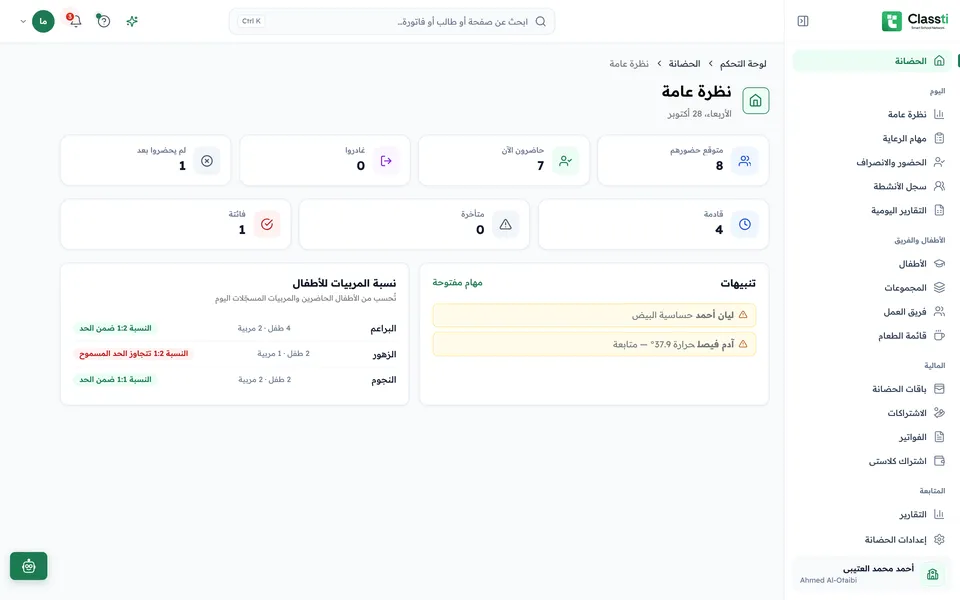 اليوم في نظرة — شاشات توضيحية · بيانات تجريبية